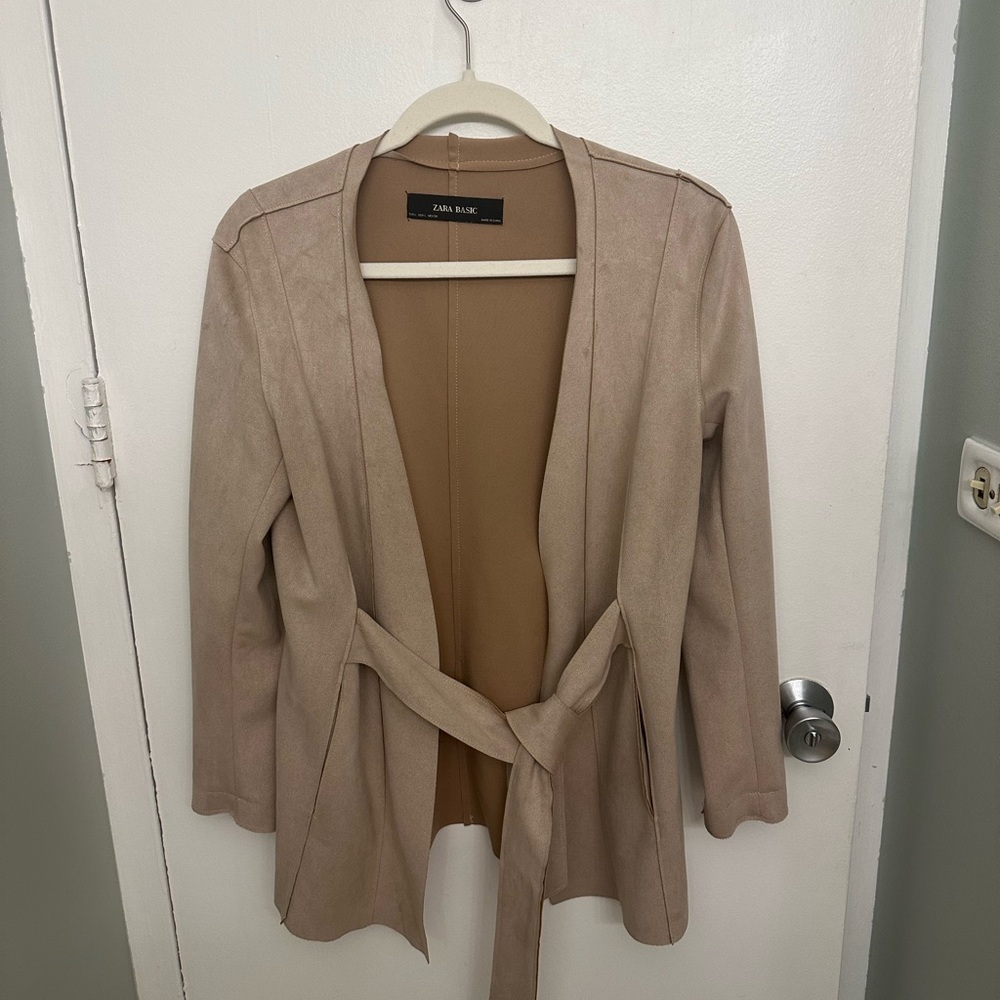 Blush Zara Suede Cardigan with Belt